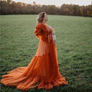 Elegant Burnt Orange Maternity Robe